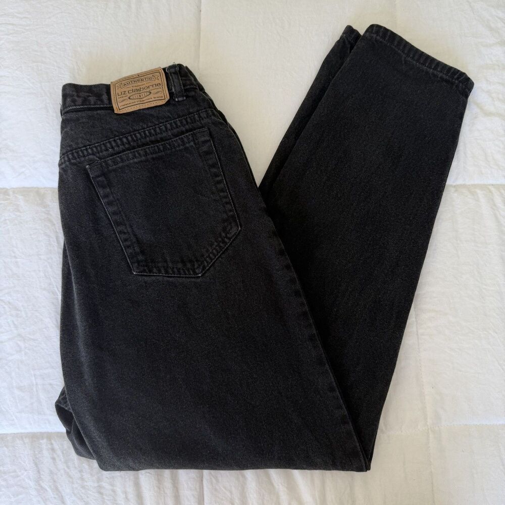 Liz Claiborne Lizwear Vintage 90s Black High Waisted Mom Jeans Tapered Leg 10P